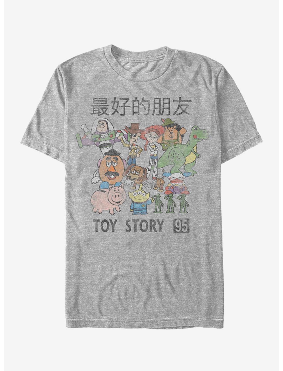 Disney Pixar Toy Story Retro Japanese Text Character Scene T-Shirt, ATH HTR, hi-res