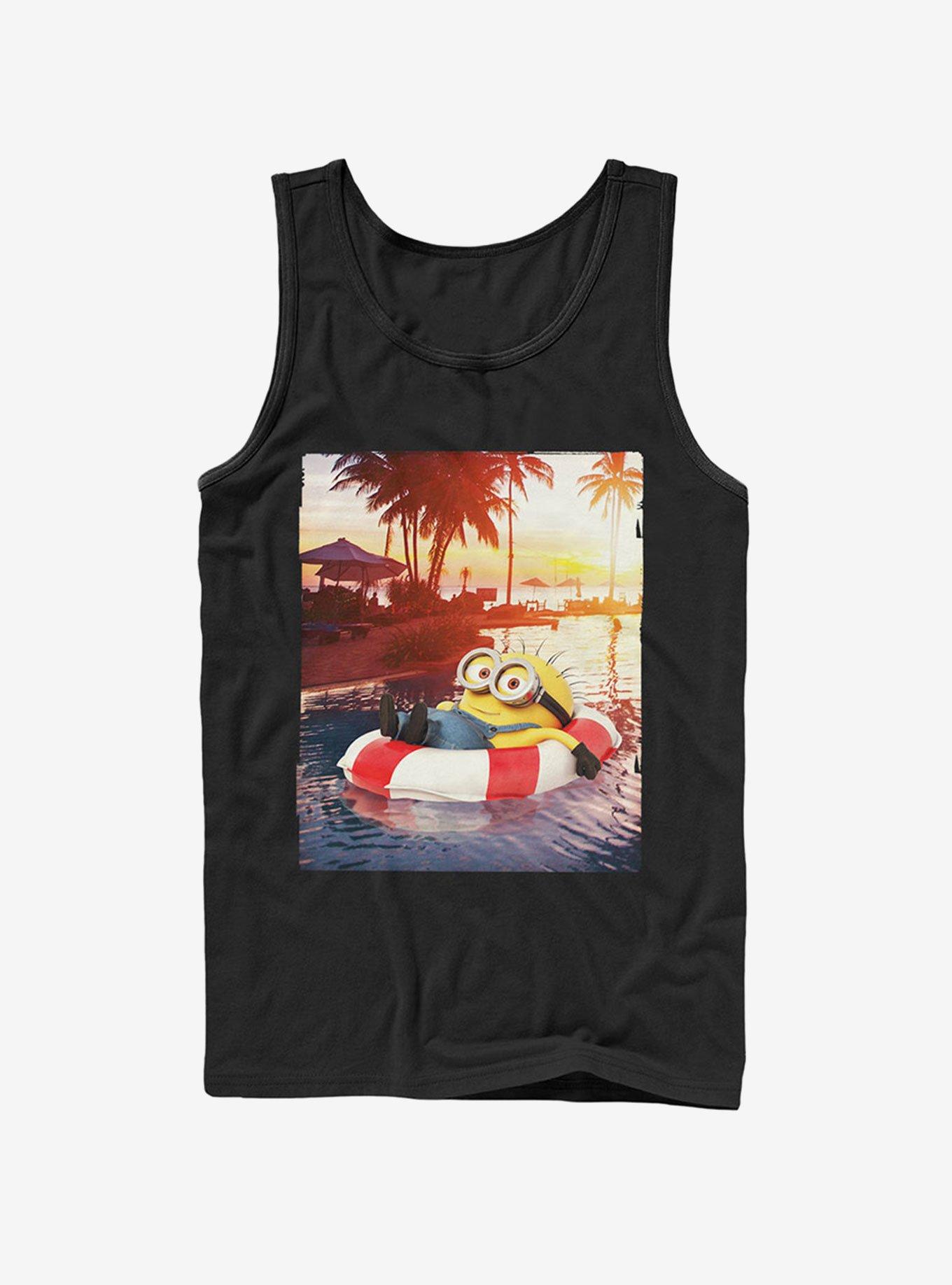 Minion Tropical Vacation Tank Top, BLACK, hi-res