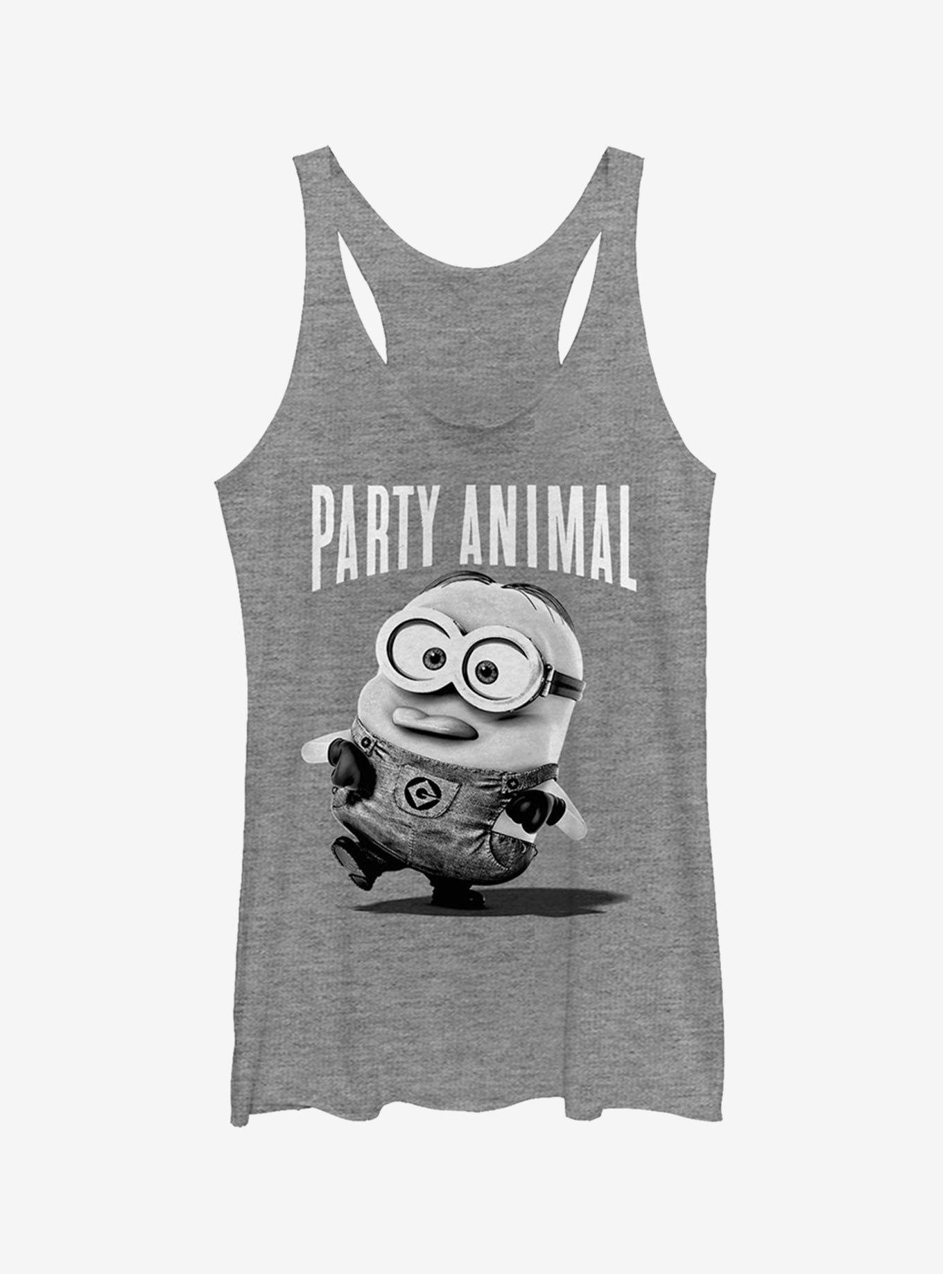 Minion Party Animal Girls Tank Top, GRAY HTR, hi-res