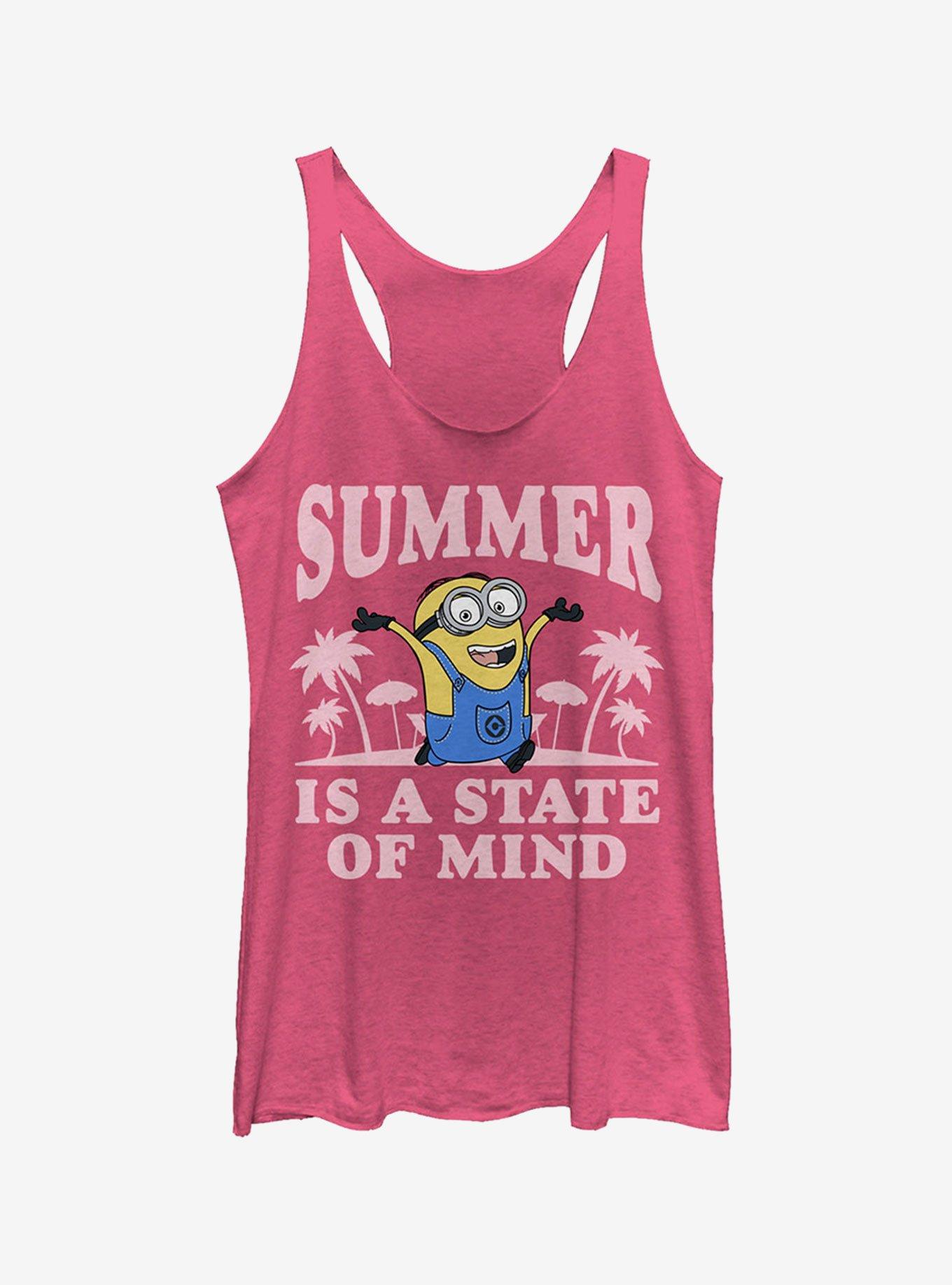 Minion Summer State of Mind Girls Tank Top, PINK HTR, hi-res