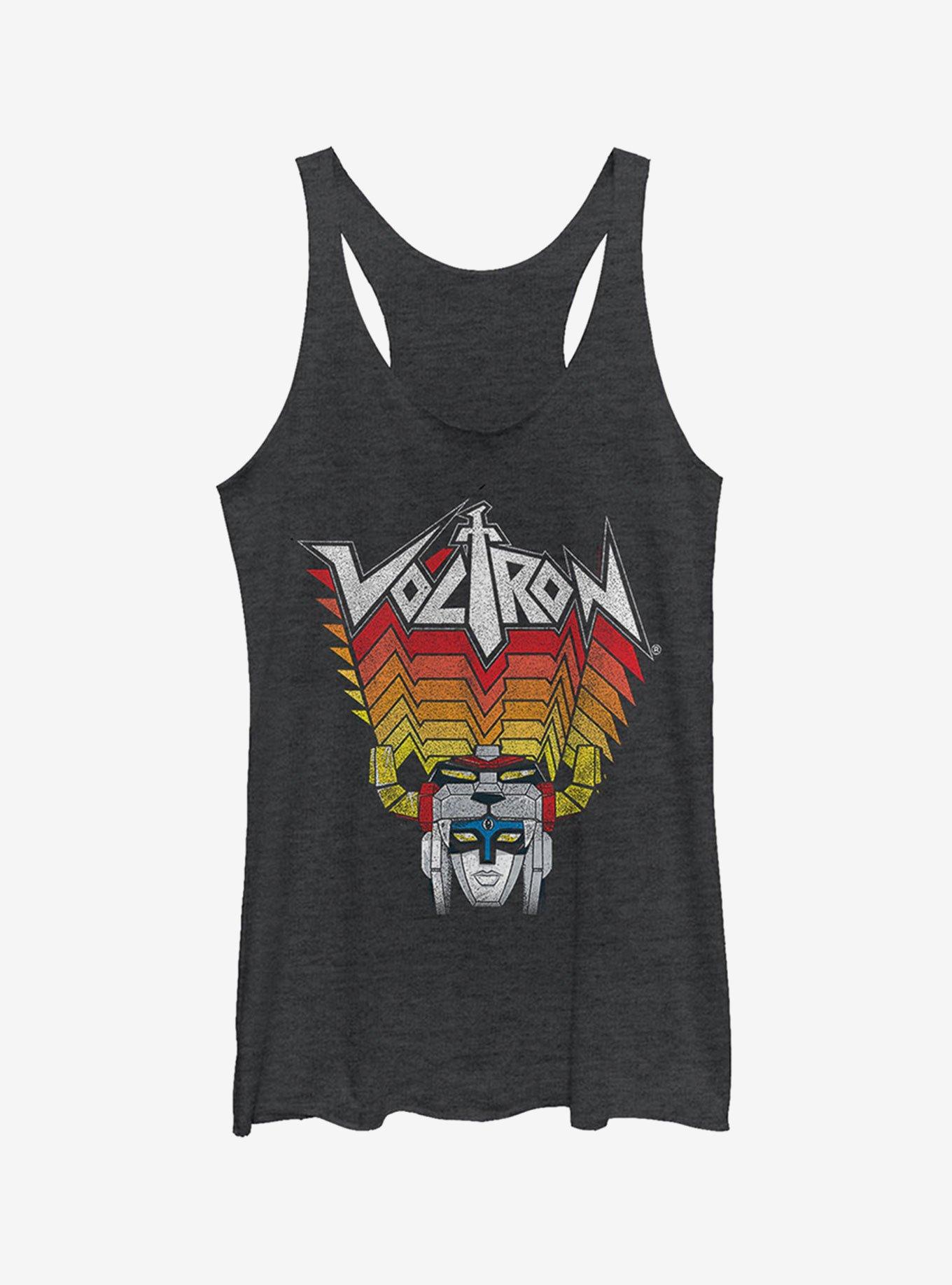 Voltron Robot Stripes Girls Tank Top, BLK HTR, hi-res