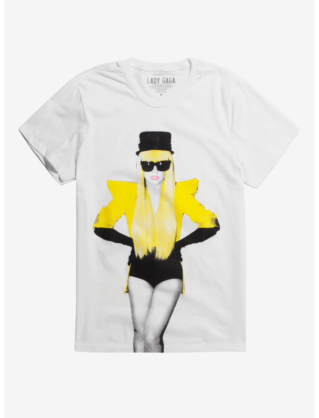 Lady Gaga Pop Yellow Photo T-Shirt, WHITE, hi-res