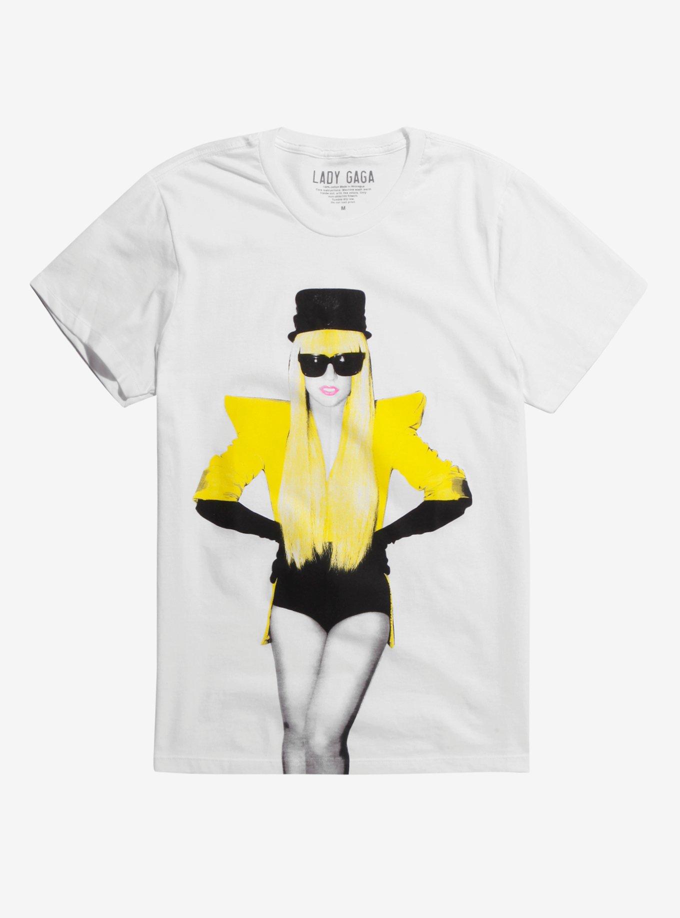 Lady Gaga Pop Yellow Photo T-Shirt, WHITE, hi-res