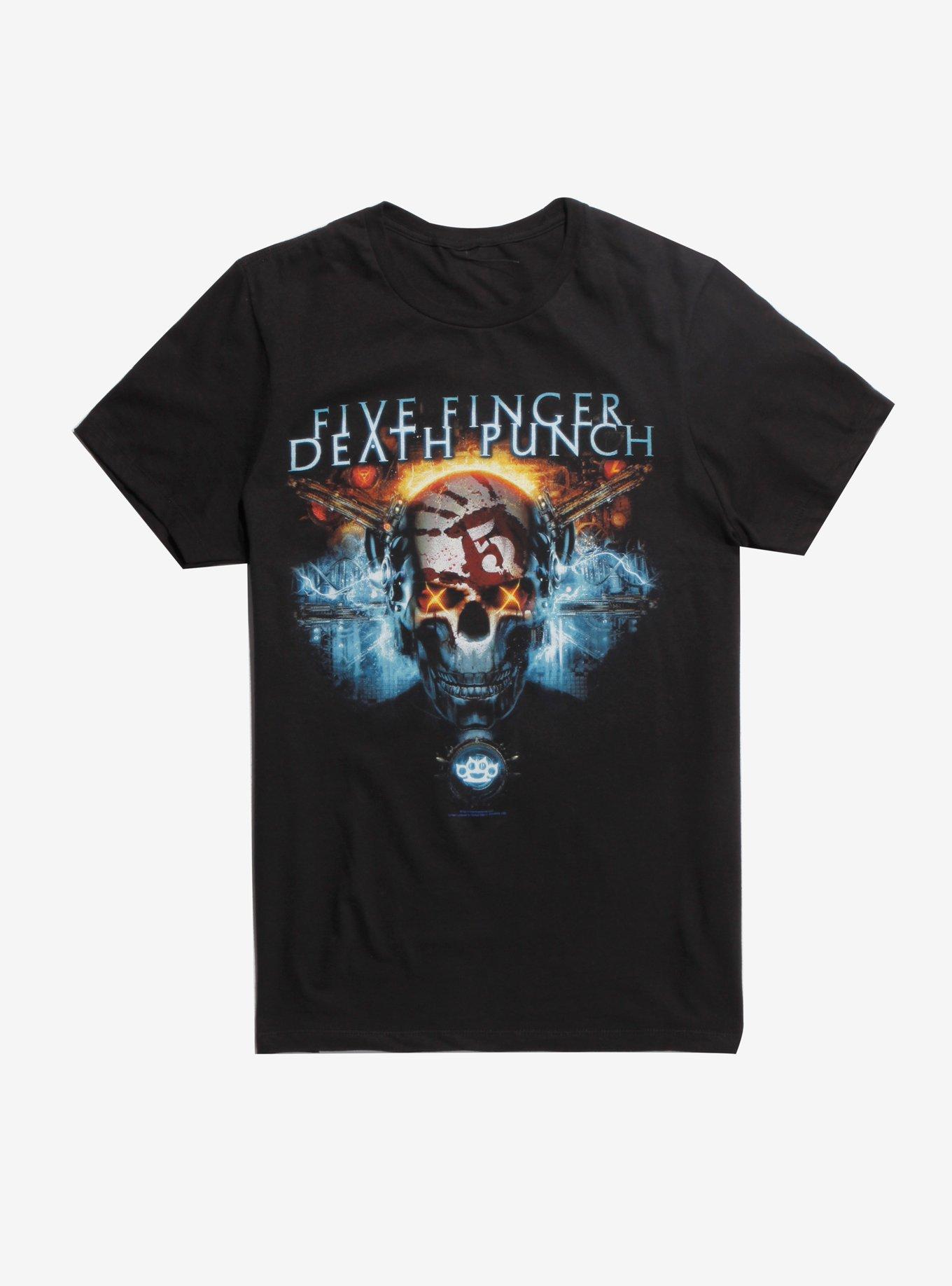 Five Finger Death Punch Symbol Skull T-Shirt, BLACK, hi-res