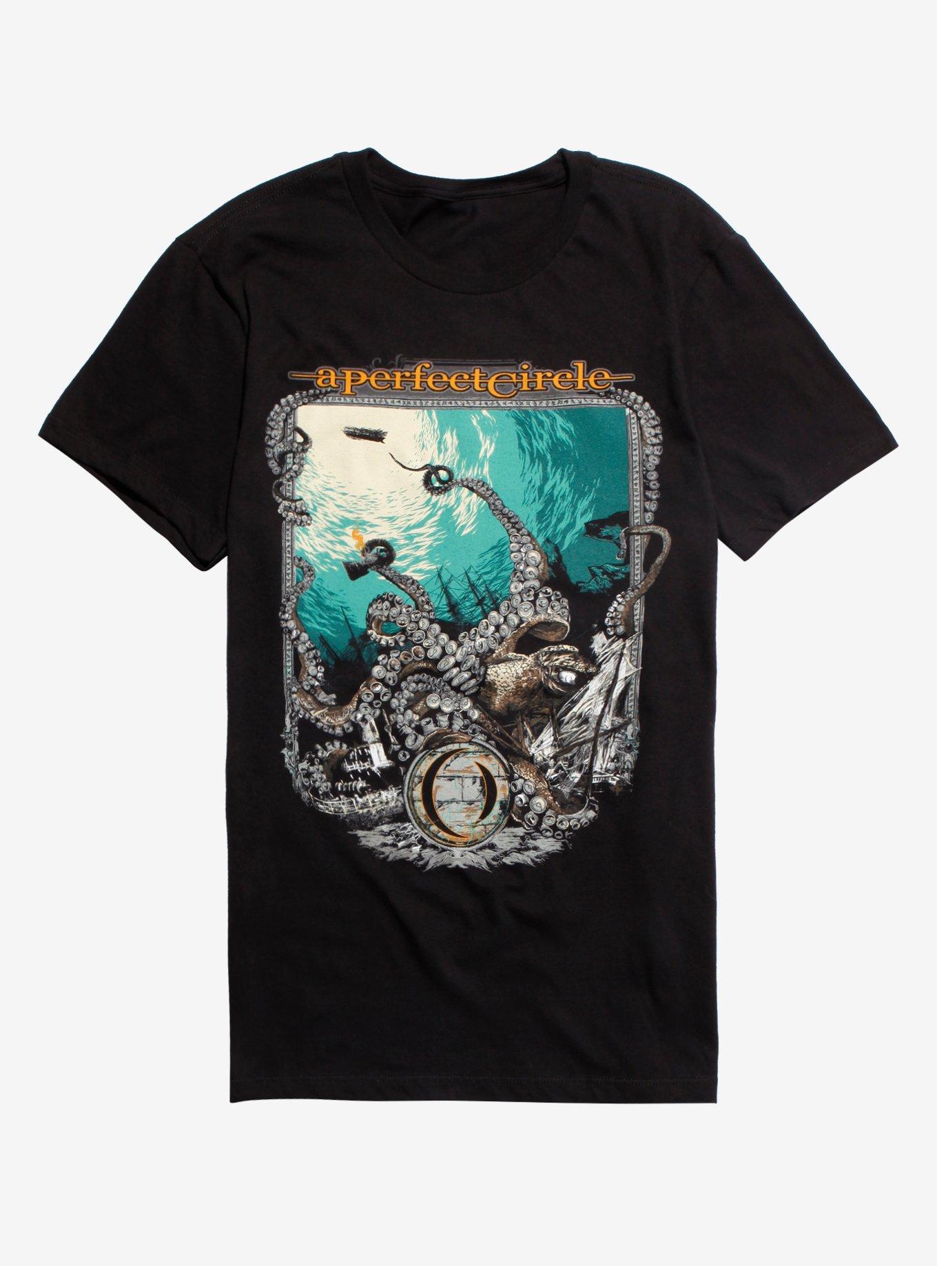 A Perfect Circle Octopus Sunken Ship T-Shirt, BLACK, hi-res