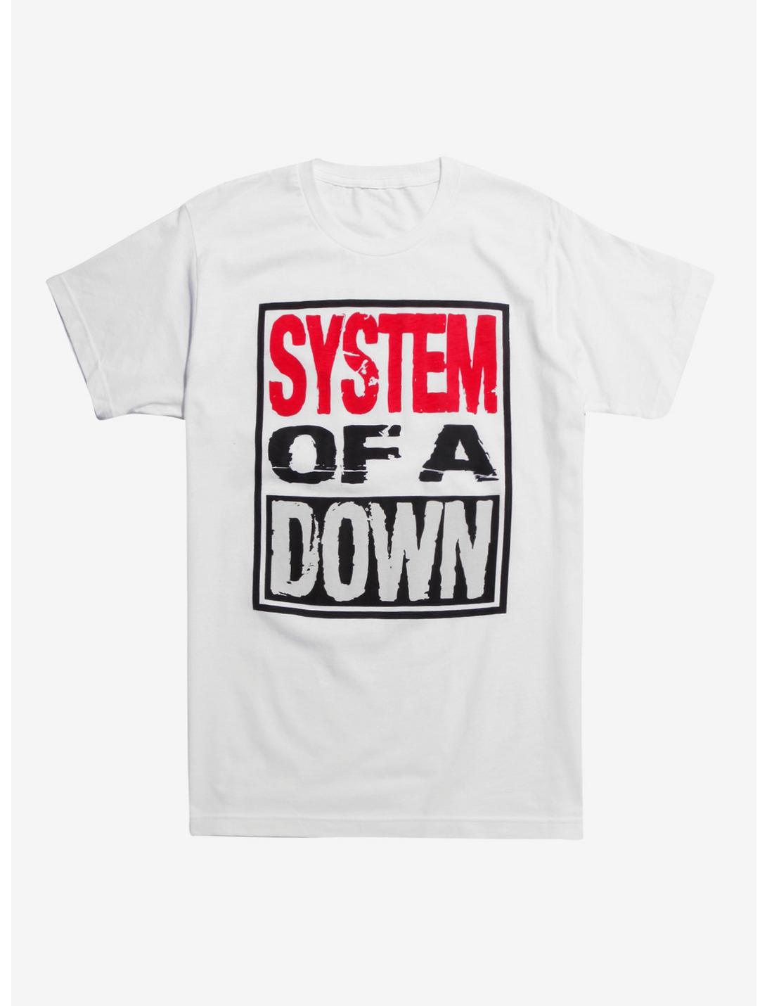 System Of A Down Stacked Logo T-Shirt, WHITE, hi-res