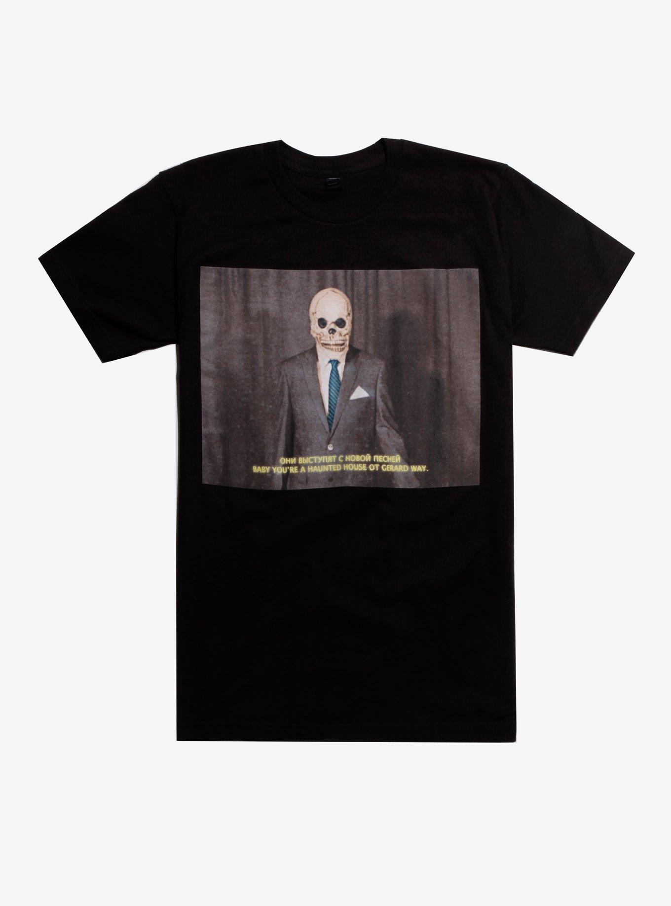 Gerard Way Skull Mask Baby You're A Haunted House T-Shirt, BLACK, hi-res