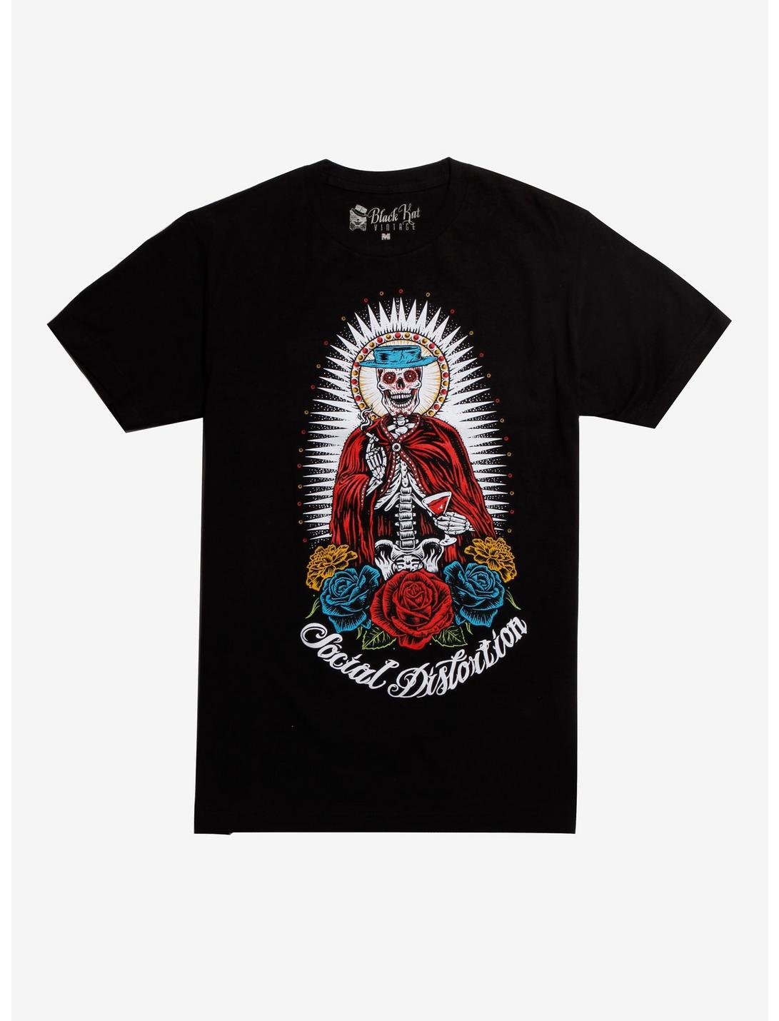 Social Distortion Rose Skeleton T-Shirt, BLACK, hi-res
