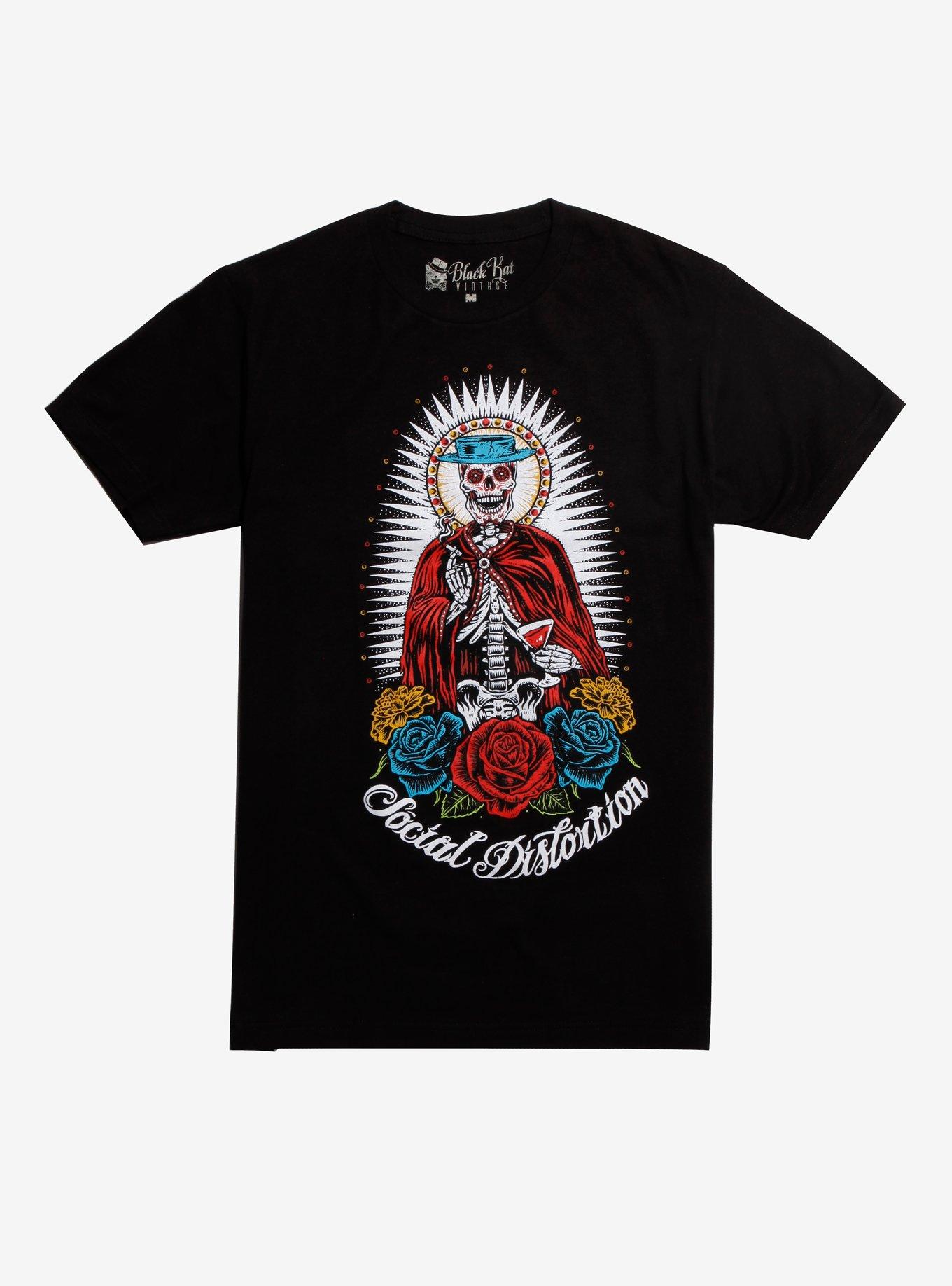 Social Distortion Rose Skeleton T-Shirt, BLACK, hi-res