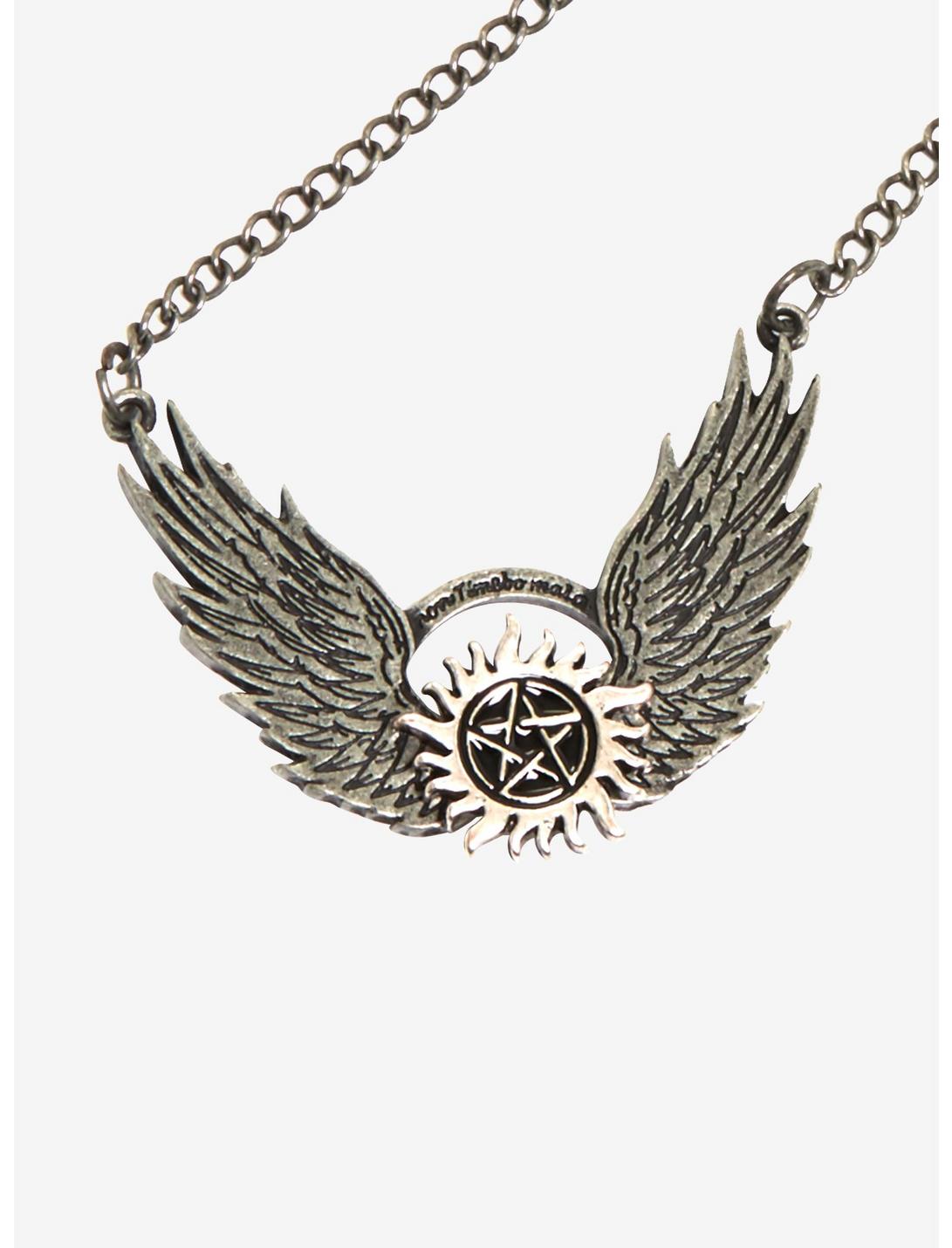 Supernatural Join The Hunt Castiel Wings Bib Pendant Necklace, , hi-res