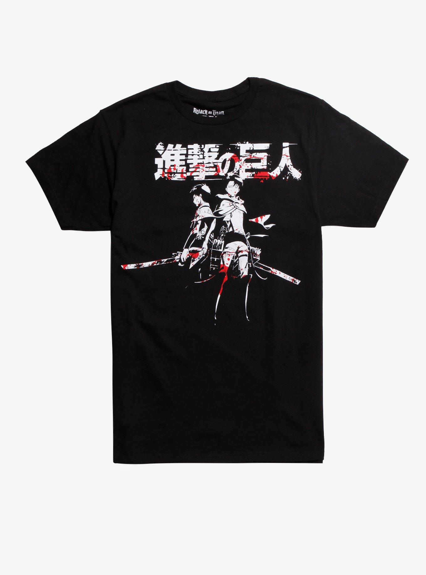 Attack On Titan Levi And Eren Blood Splatter T-Shirt, MULTI, hi-res