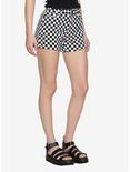 Blackheart Black & White Checkered Skinny Shorts, MULTI, hi-res