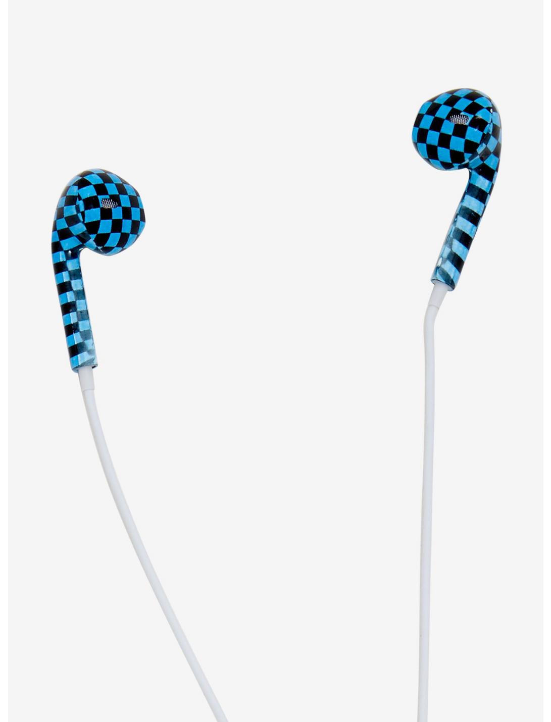 Blue & Black Checkered Earbuds, , hi-res