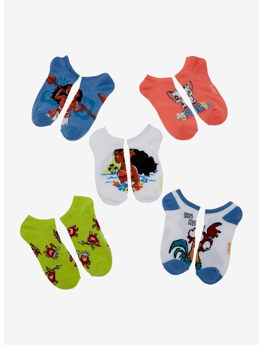 Disney Moana Characters Ankle Socks 5 Pair, , hi-res
