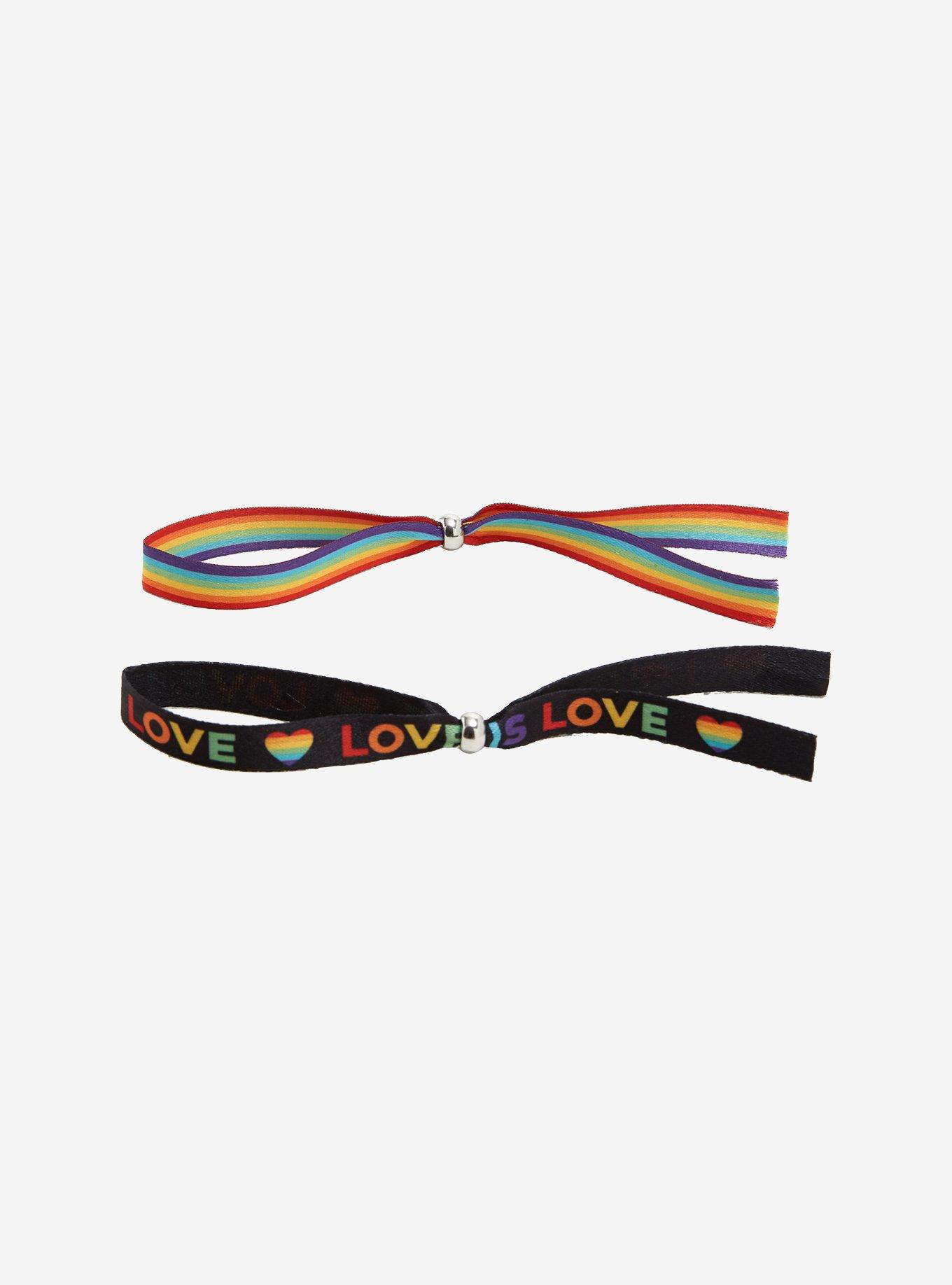 Pride Rainbow Fabric Bracelet Set, , hi-res