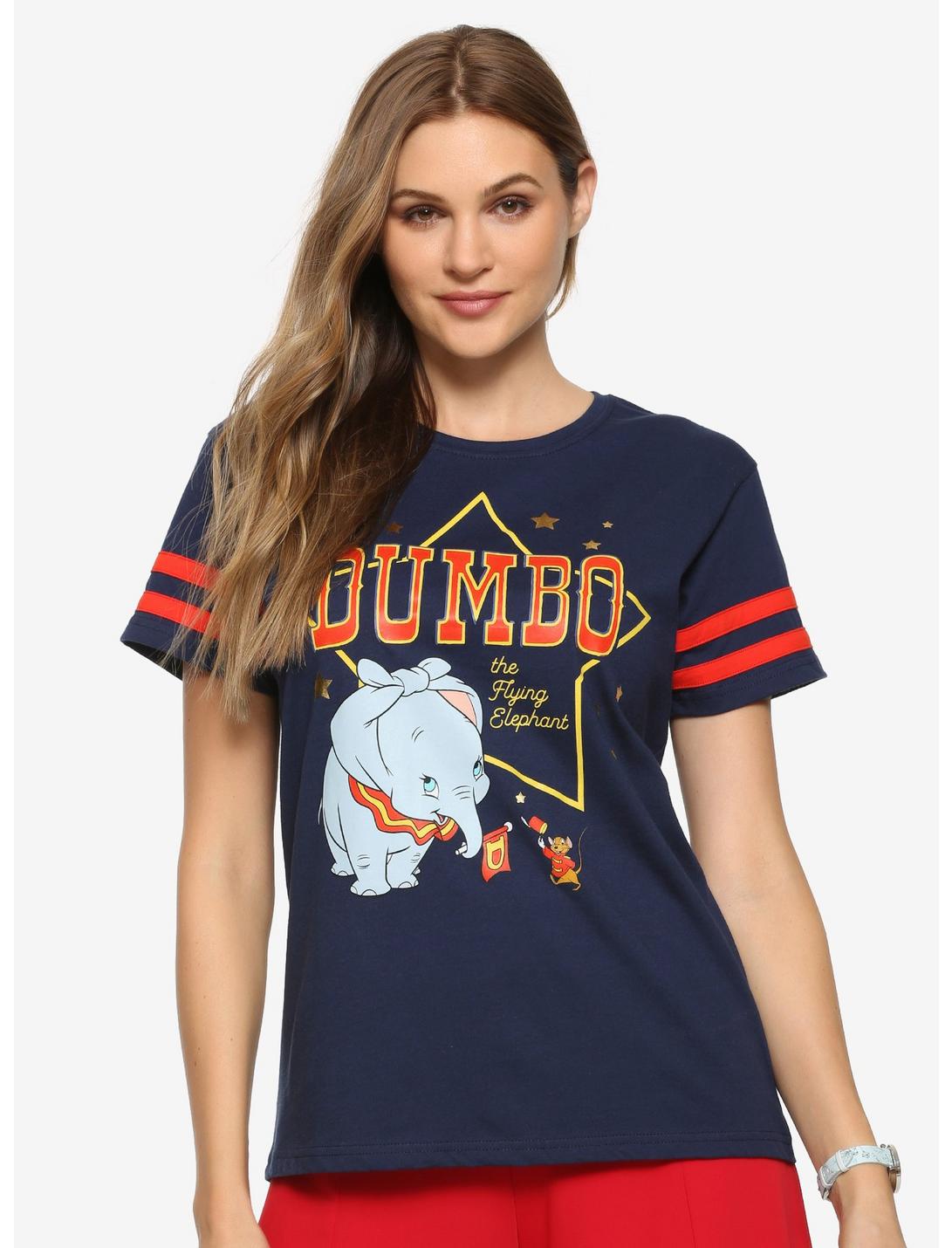 Disney Dumbo Vintage Varsity Womens T-Shirt - BoxLunch Exclusive, NAVY, hi-res
