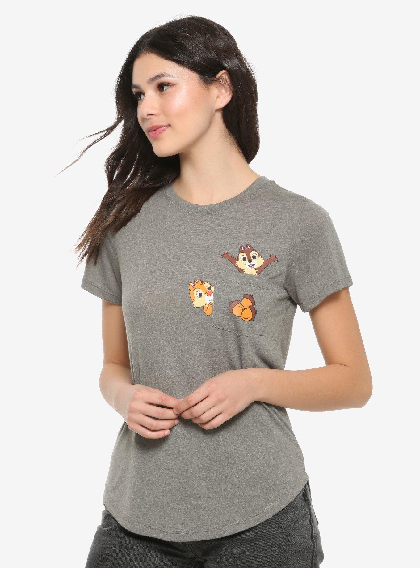 Disney Chip 'n Dale Acorn Pocket Womens T-Shirt - BoxLunch Exclusive, OLIVE, hi-res