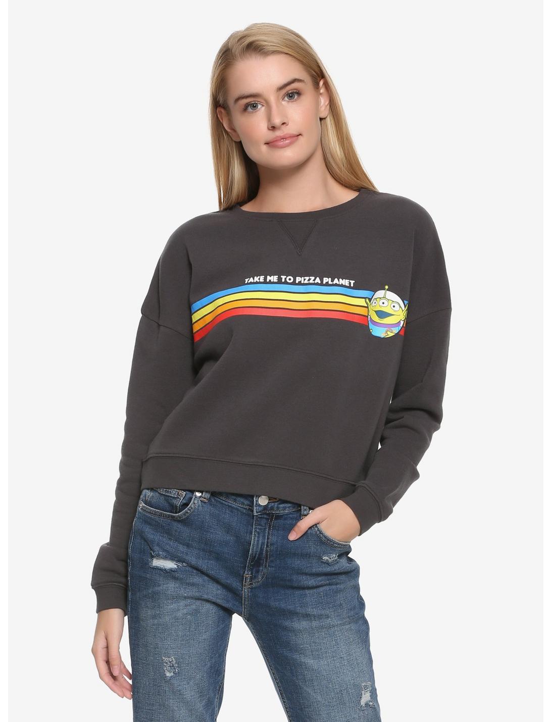 Disney Pixar Toy Story Pizza Planet Womens Skimmer Sweatershirt - BoxLunch Exclusive, GREY, hi-res