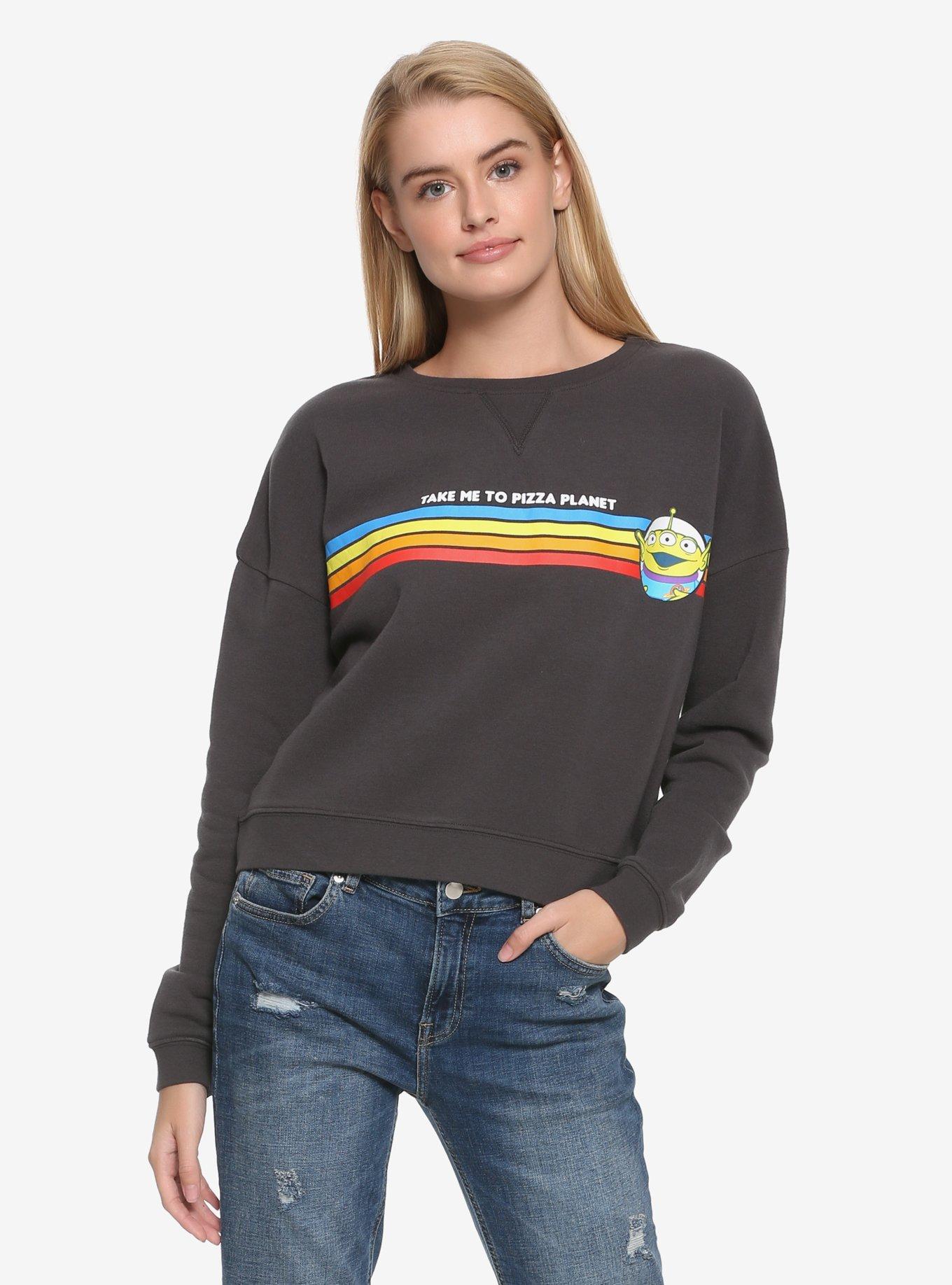 Disney Pixar Toy Story Pizza Planet Womens Skimmer Sweatershirt - BoxLunch Exclusive, GREY, hi-res