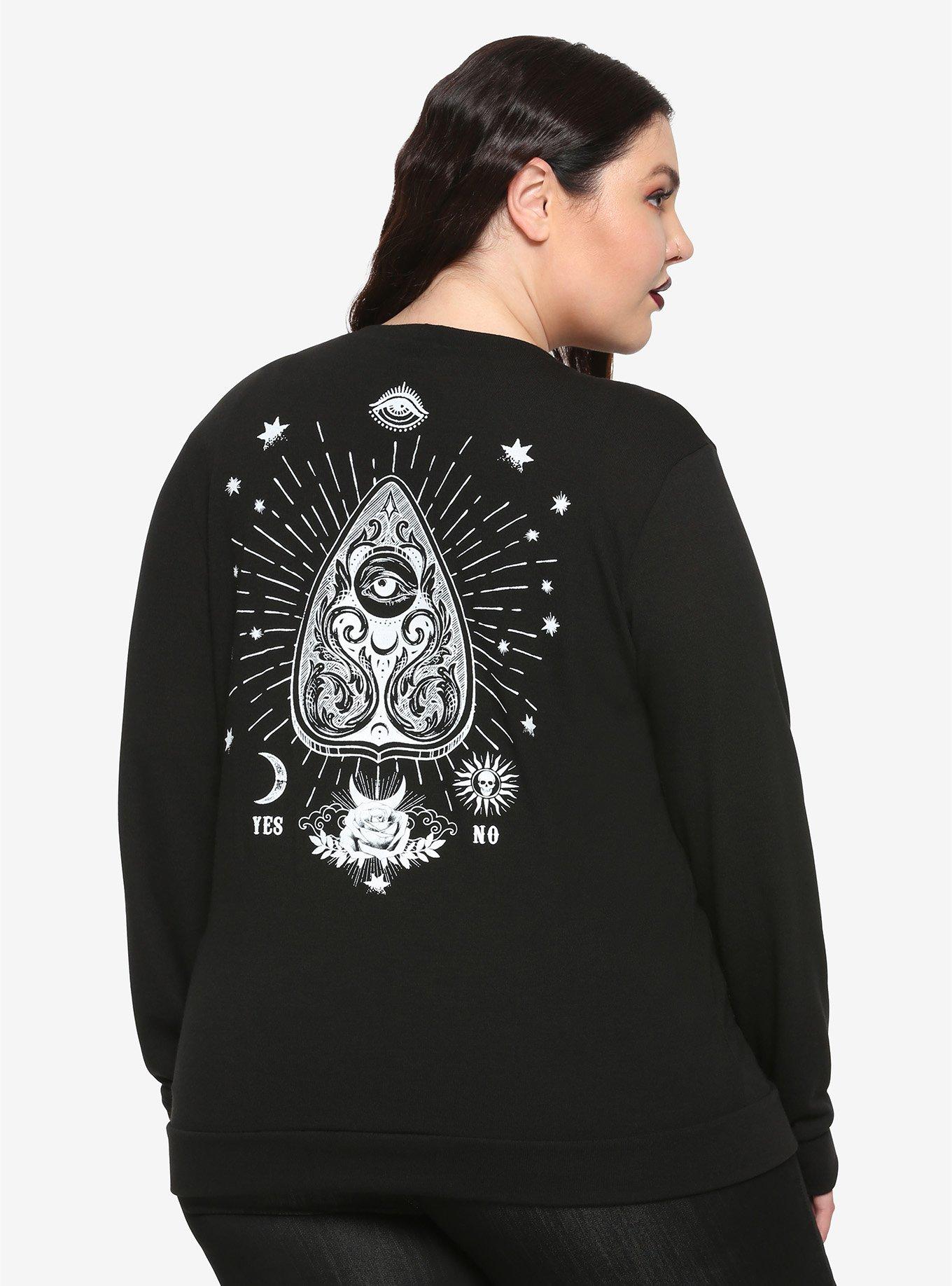 Black Ouija Planchette Cardigan Plus Size, BLACK, hi-res