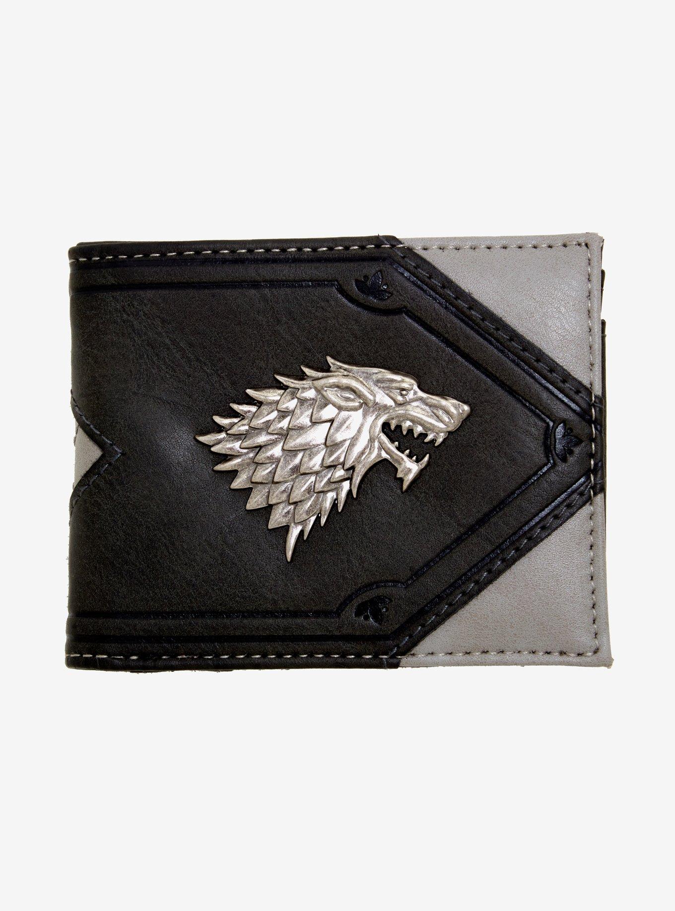 METAL STARK LOGO STUDS BLACK CLUTCH COIN PURSE NEW OFFICIAL GAME OF THRONES 