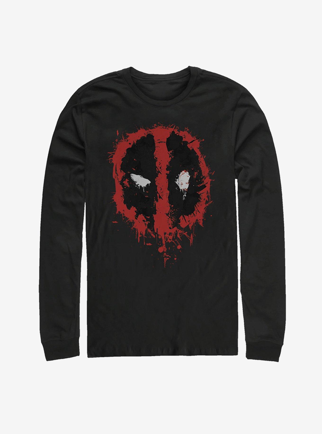 Marvel Deadpool Splatter Icon Long Sleeve T-Shirt - BLACK | BoxLunch