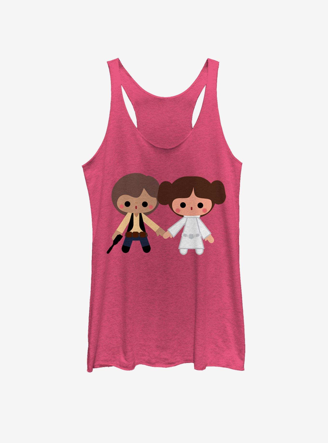 Star Wars Cute Cartoon Han Leia Love Womens Tank, PINK HTR, hi-res