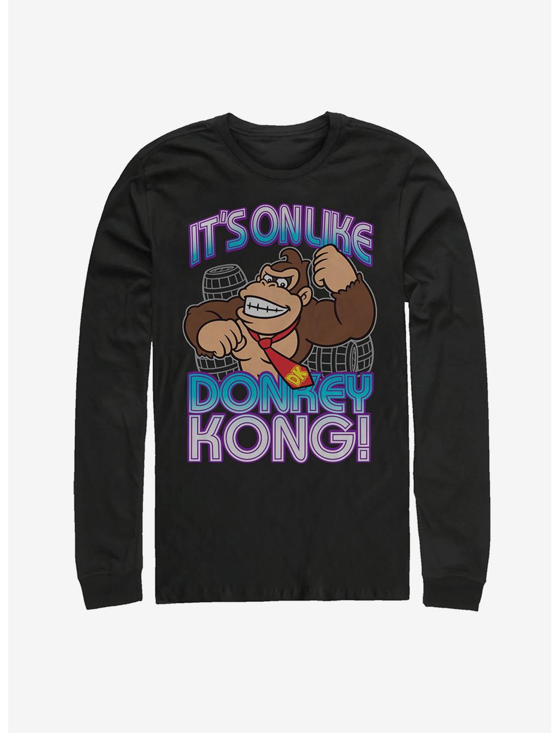 Nintendo Donkey Kong It's On Long Sleeve T-Shirt, BLACK, hi-res