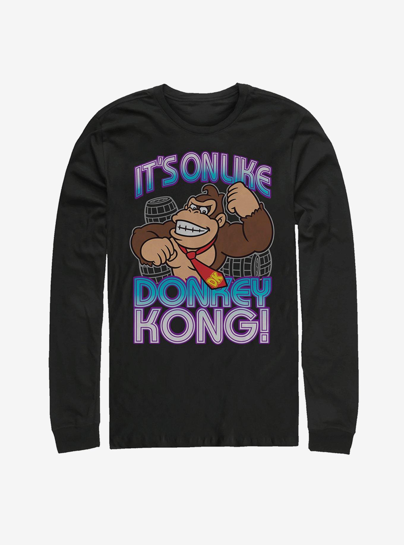Nintendo Donkey Kong It's On Long Sleeve T-Shirt, BLACK, hi-res