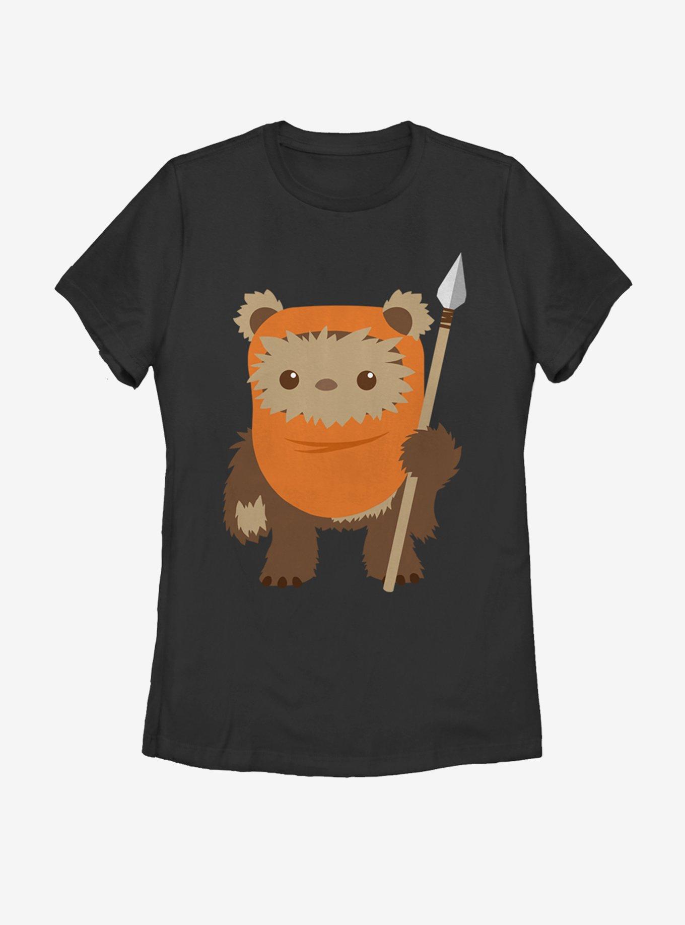 Star Wars Wicket Ewok Cartoon Womens T-Shirt, BLACK, hi-res