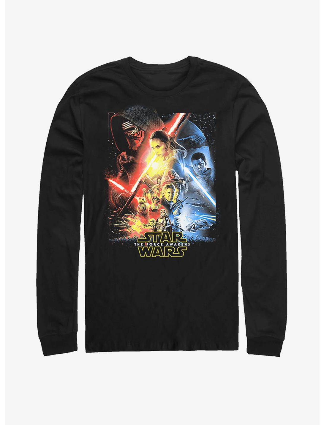 Star Wars The Force Awakens Cool Poster Long Sleeve T-Shirt, BLACK, hi-res