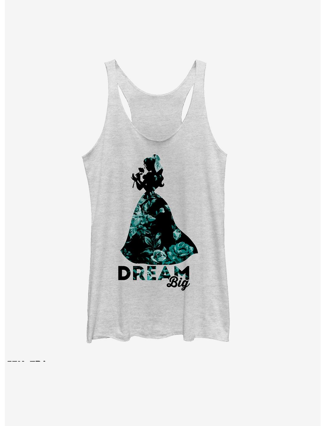 Disney Beauty and the Beast Belle Dream Big Floral Print Womens Tank, WHITE HTR, hi-res