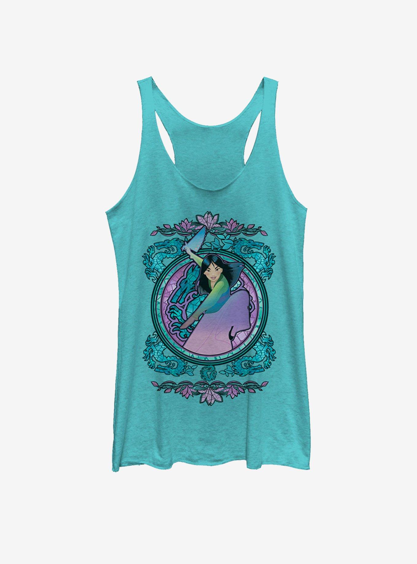 Disney Mulan Stained Glass Womens Tank, TAHI BLUE, hi-res