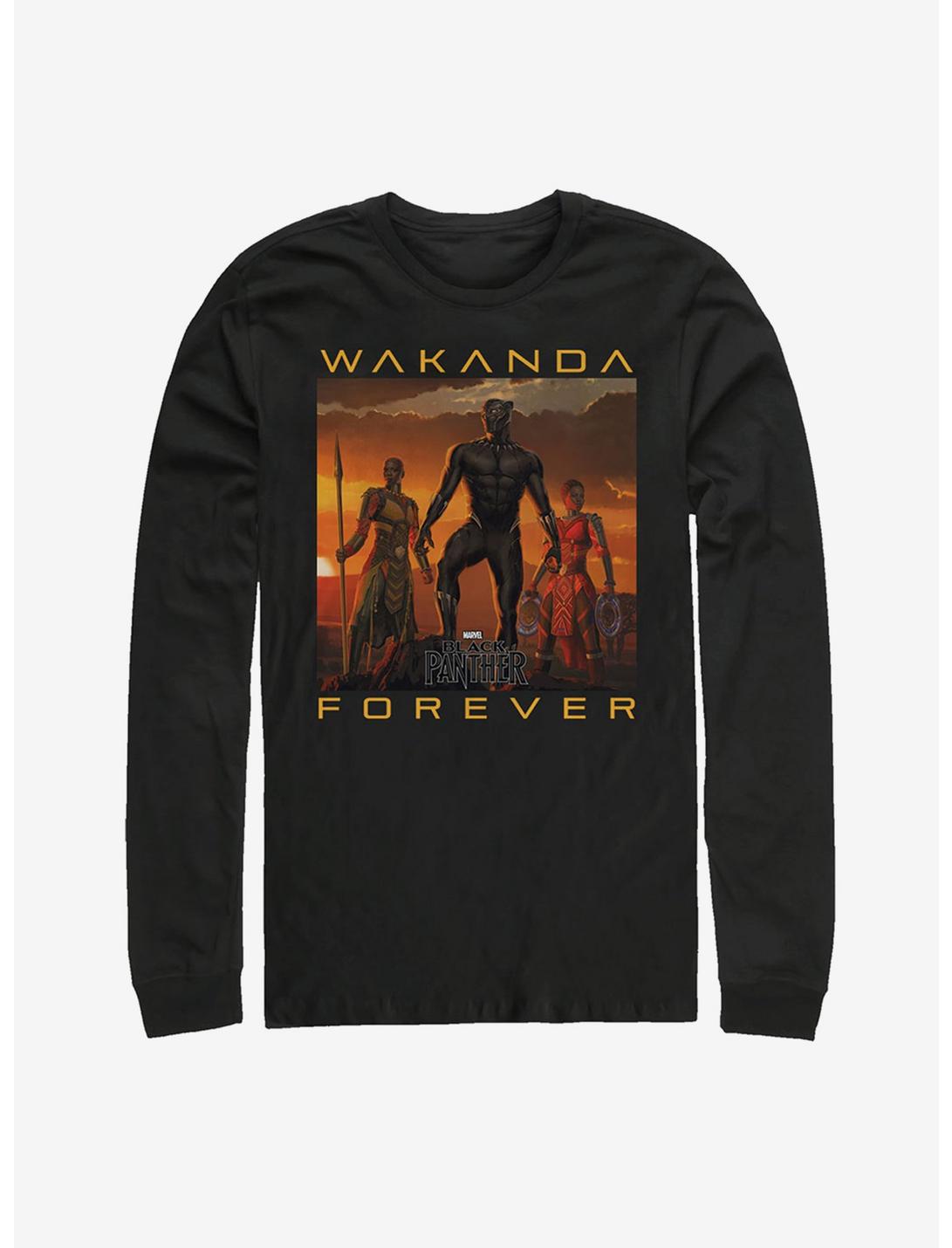Marvel Black Panther Wakanda Forever Long Sleeve T-Shirt, BLACK, hi-res