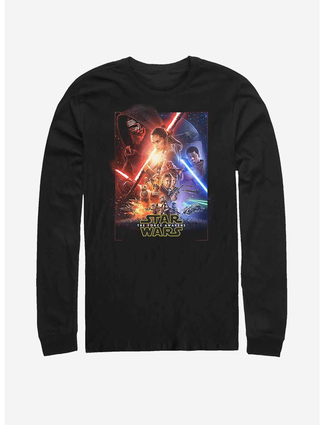 Star Wars The Force Awakens Movie Poster Long Sleeve T-Shirt, BLACK, hi-res