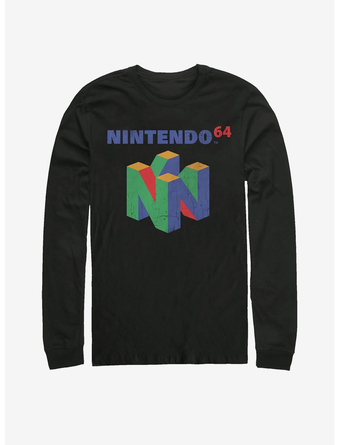 Nintendo Classic N64 Logo Long Sleeve T-Shirt, BLACK, hi-res