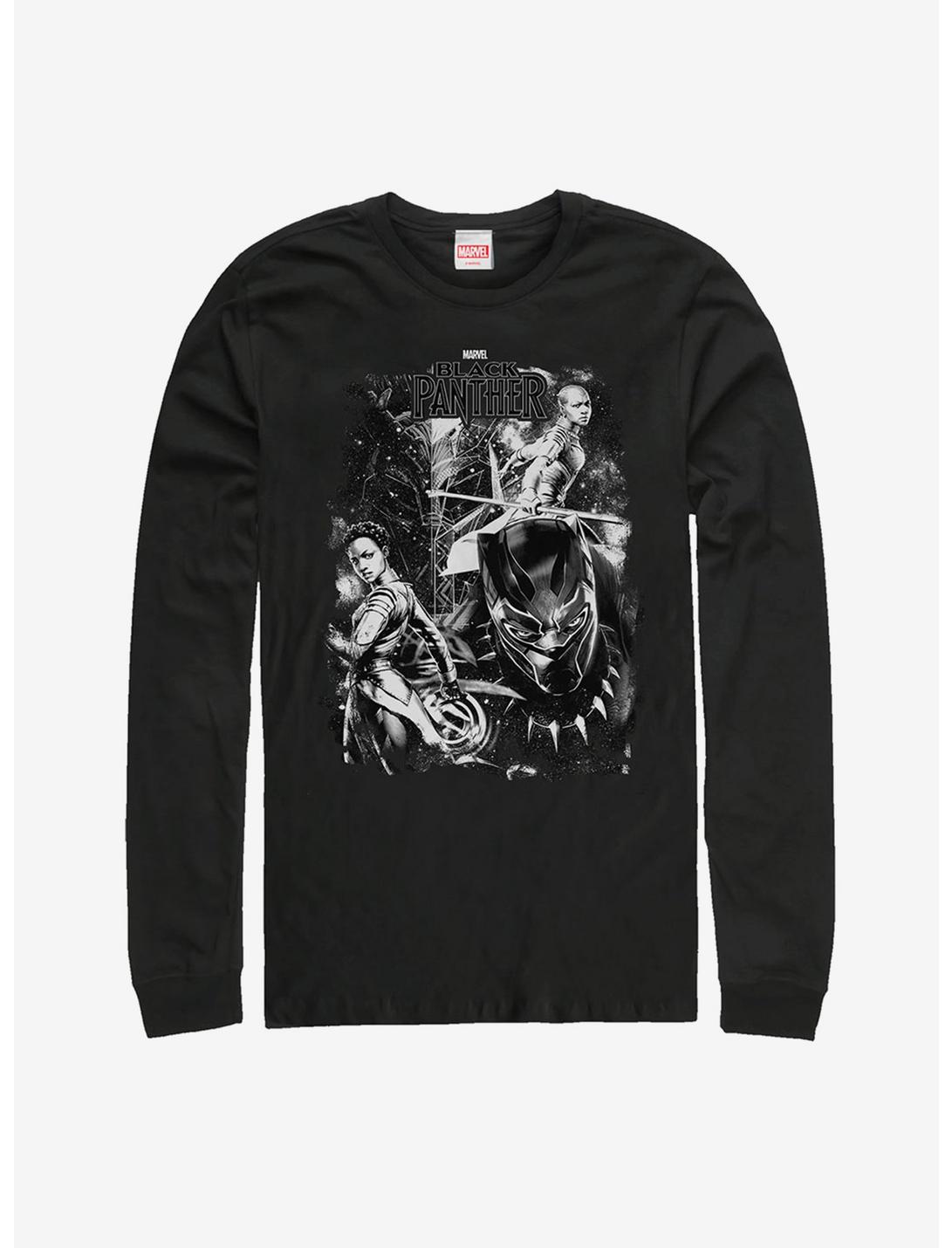 Marvel Black Panther Starry Characters Long Sleeve T-Shirt, BLACK, hi-res
