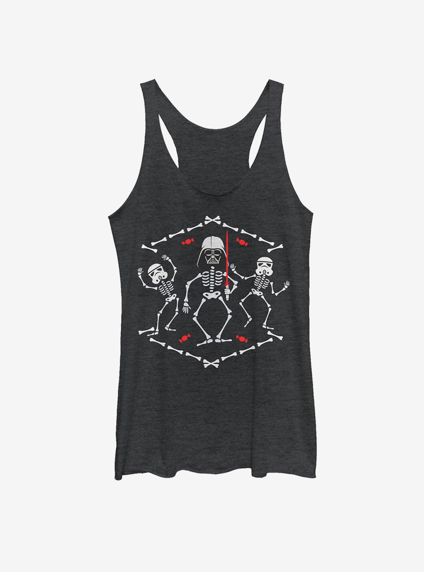 Star Wars Halloween Vader Skeleton Dance Womens Tank, BLK HTR, hi-res