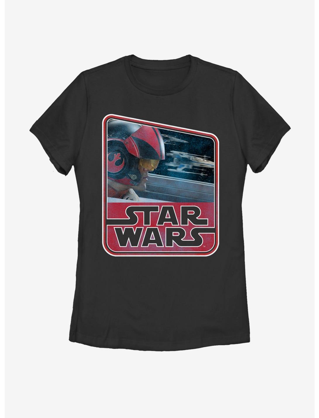 Star Wars Retro Poe Dameron Womens T-Shirt, BLACK, hi-res