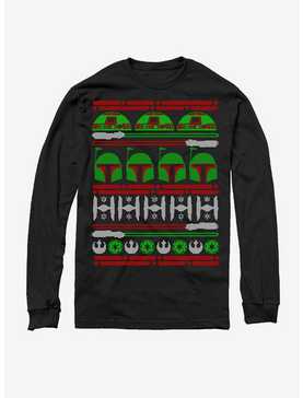 Star Wars Boba Fett Ugly Christmas Sweater Long Sleeve T-Shirt, , hi-res