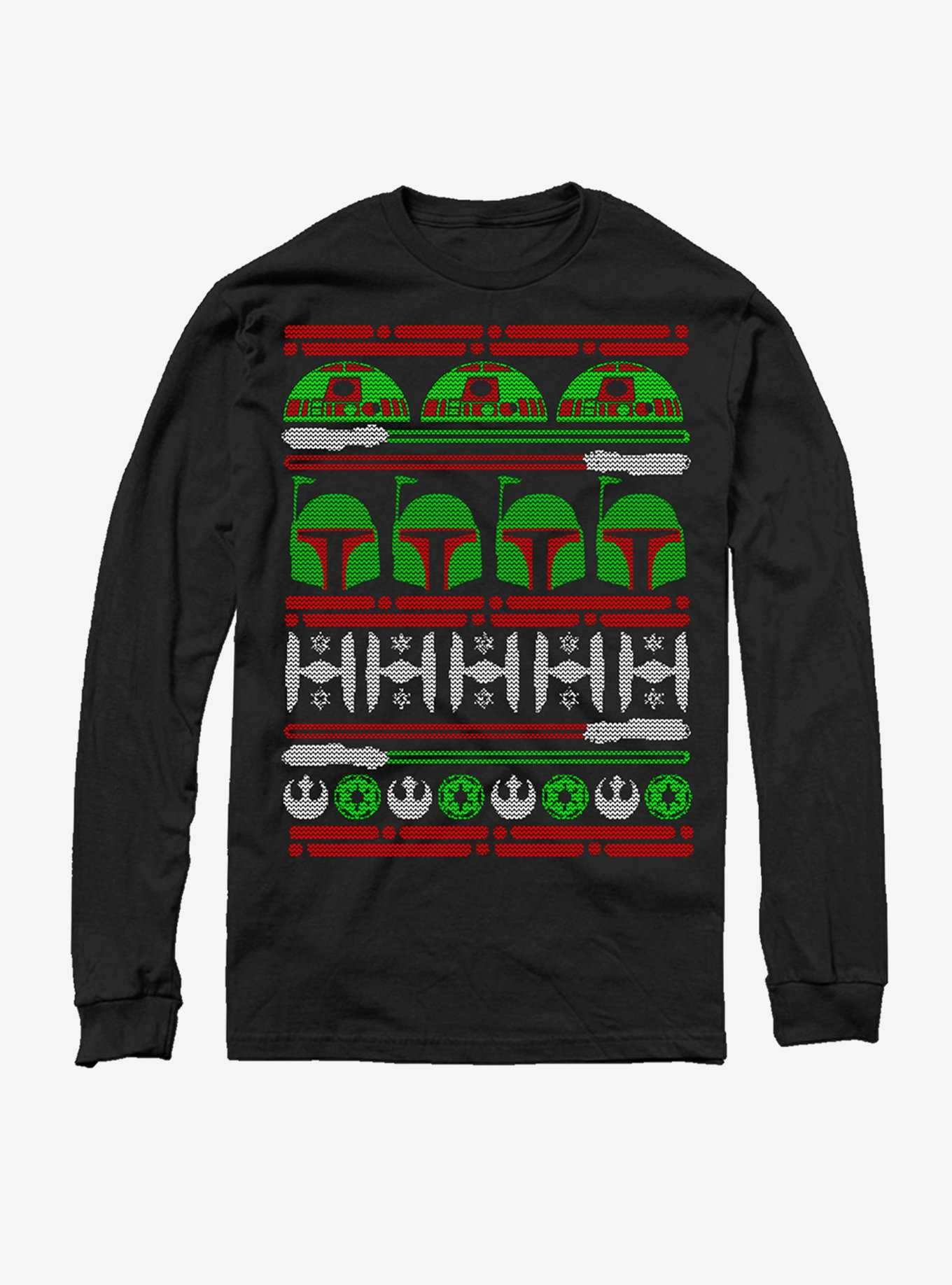 Star Wars Boba Fett Ugly Christmas Sweater Long Sleeve T-Shirt, , hi-res