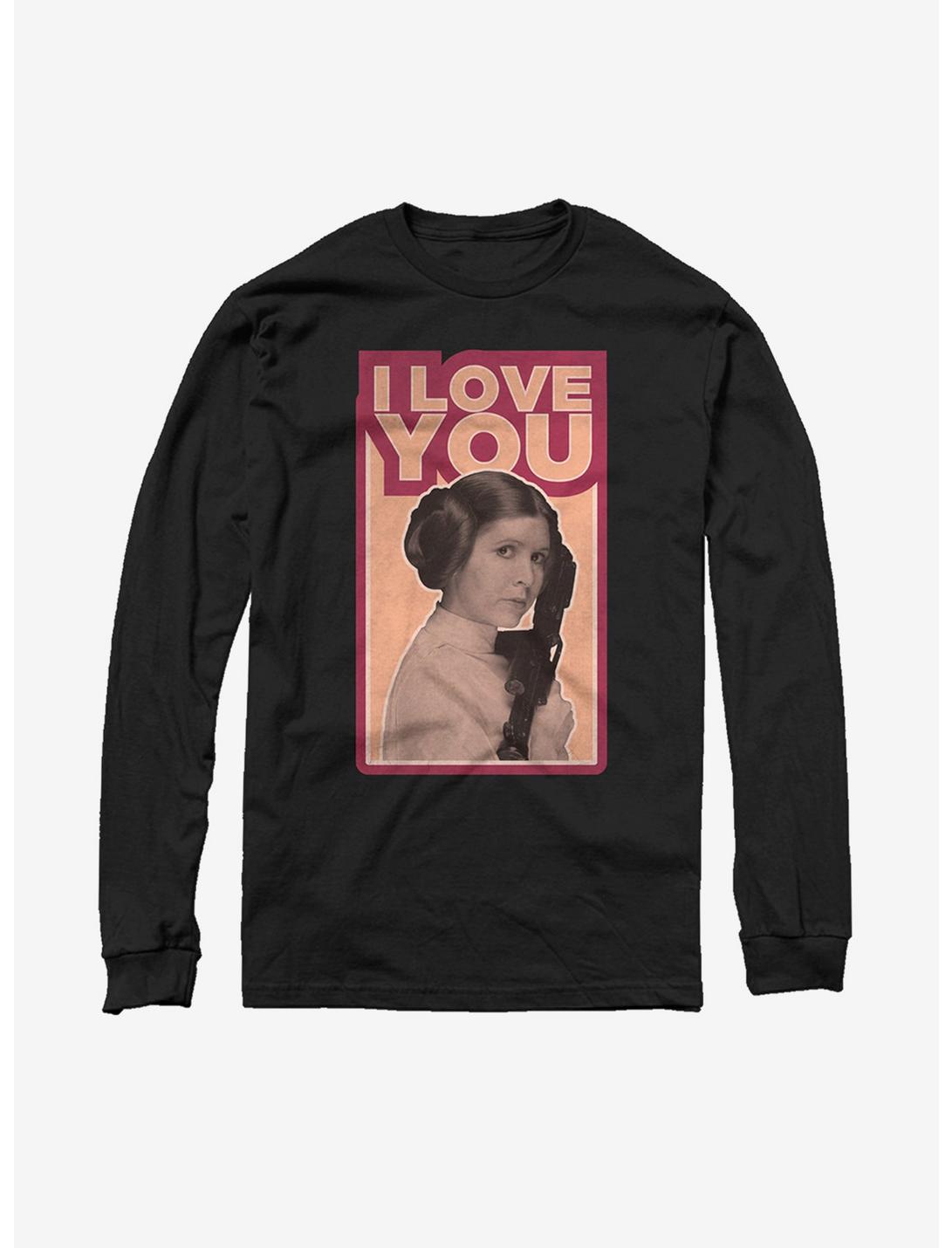 Star Wars Princess Leia Quote I Love You Long Sleeve T-Shirt, BLACK, hi-res