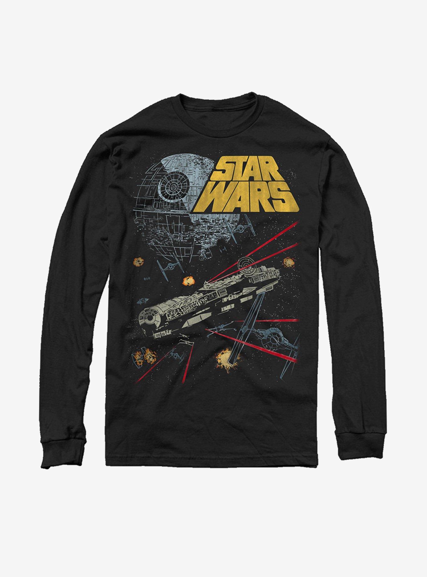 Star Wars Millennium Falcon Battle Long Sleeve T-Shirt, BLACK, hi-res