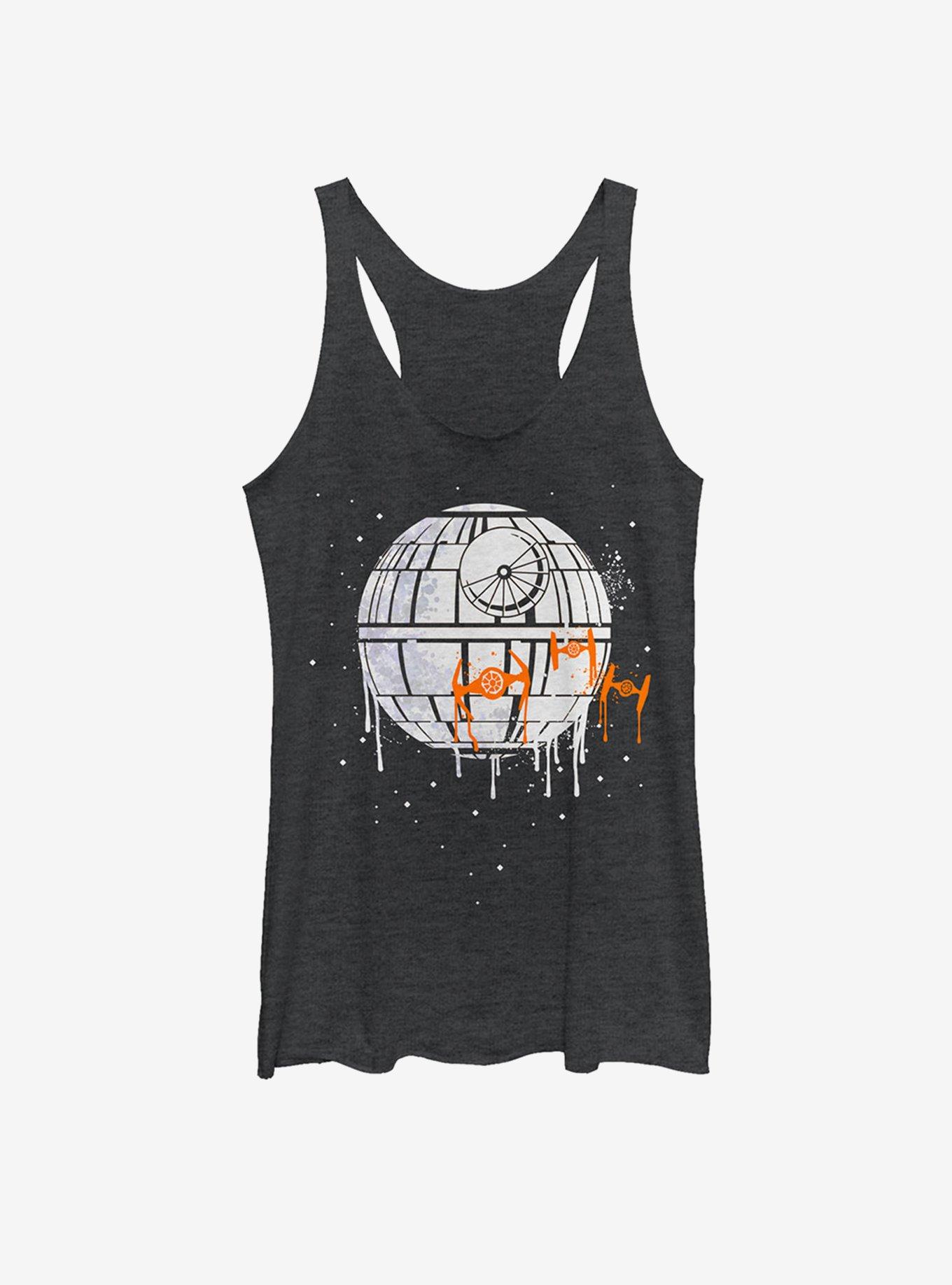 Star Wars Halloween Death Star Drip Womens Tank, BLK HTR, hi-res