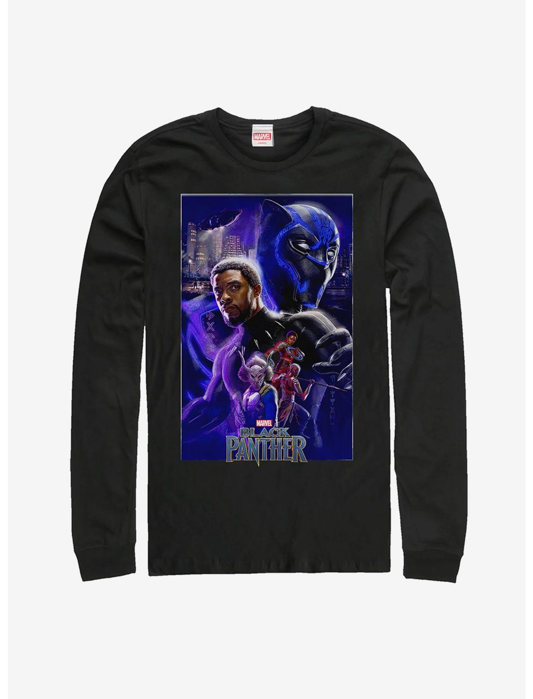 Marvel Black Panther Character Collage Long Sleeve T-Shirt, BLACK, hi-res