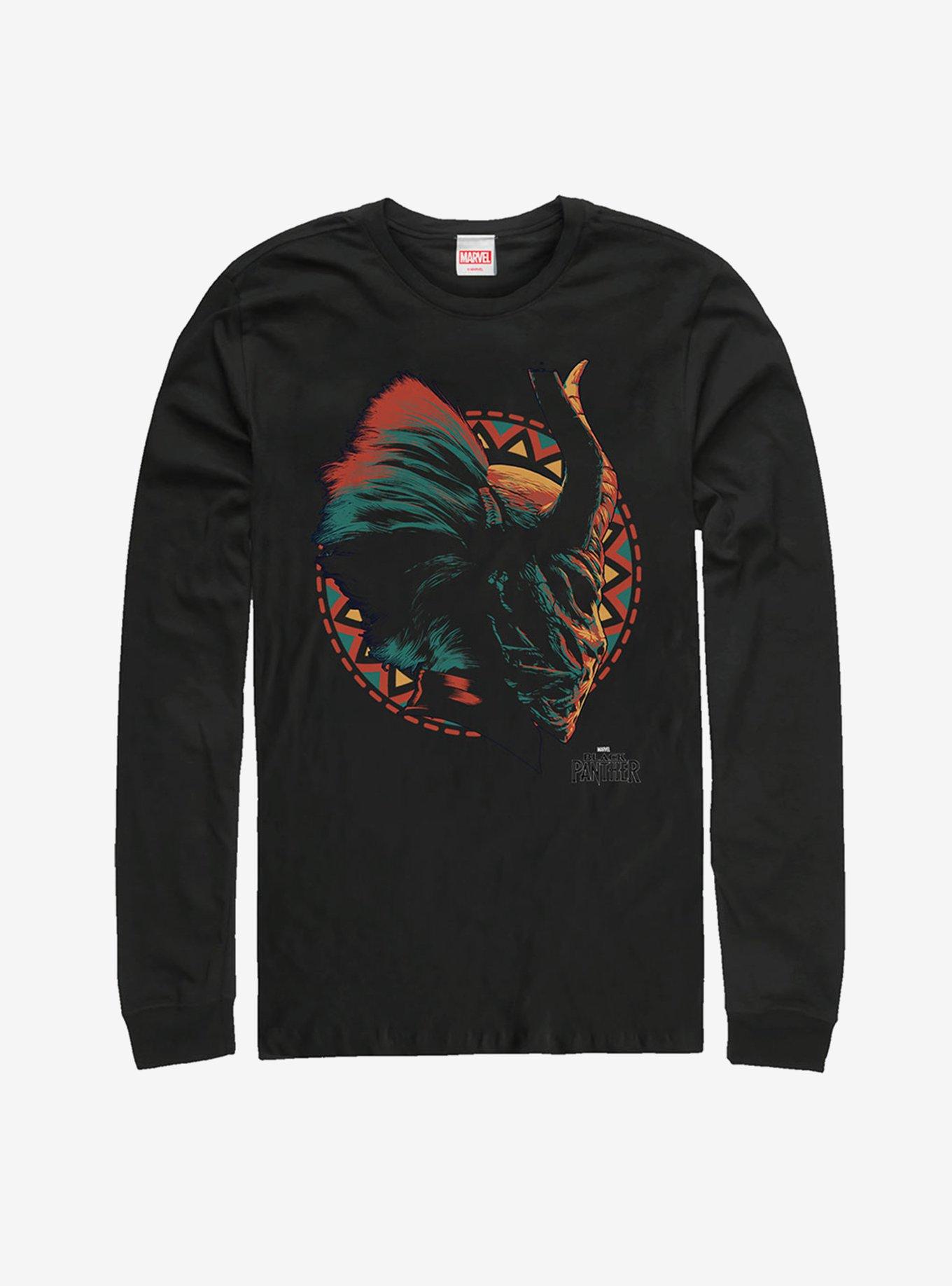 Marvel Black Panther Killmonger's Mask Long Sleeve T-Shirt, BLACK, hi-res