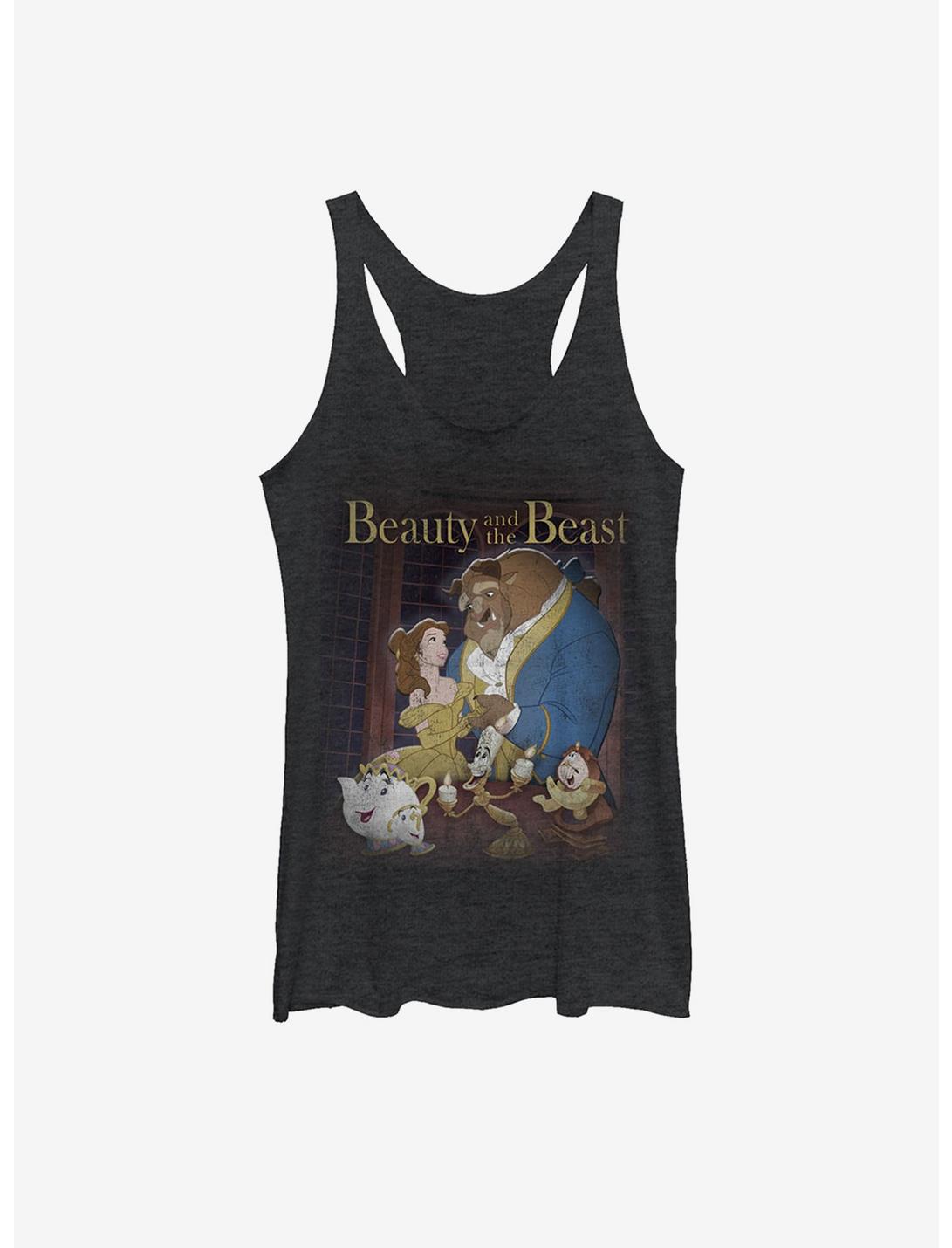 Disney Beauty and the Beast Movie Poster Womens Tank, BLK HTR, hi-res