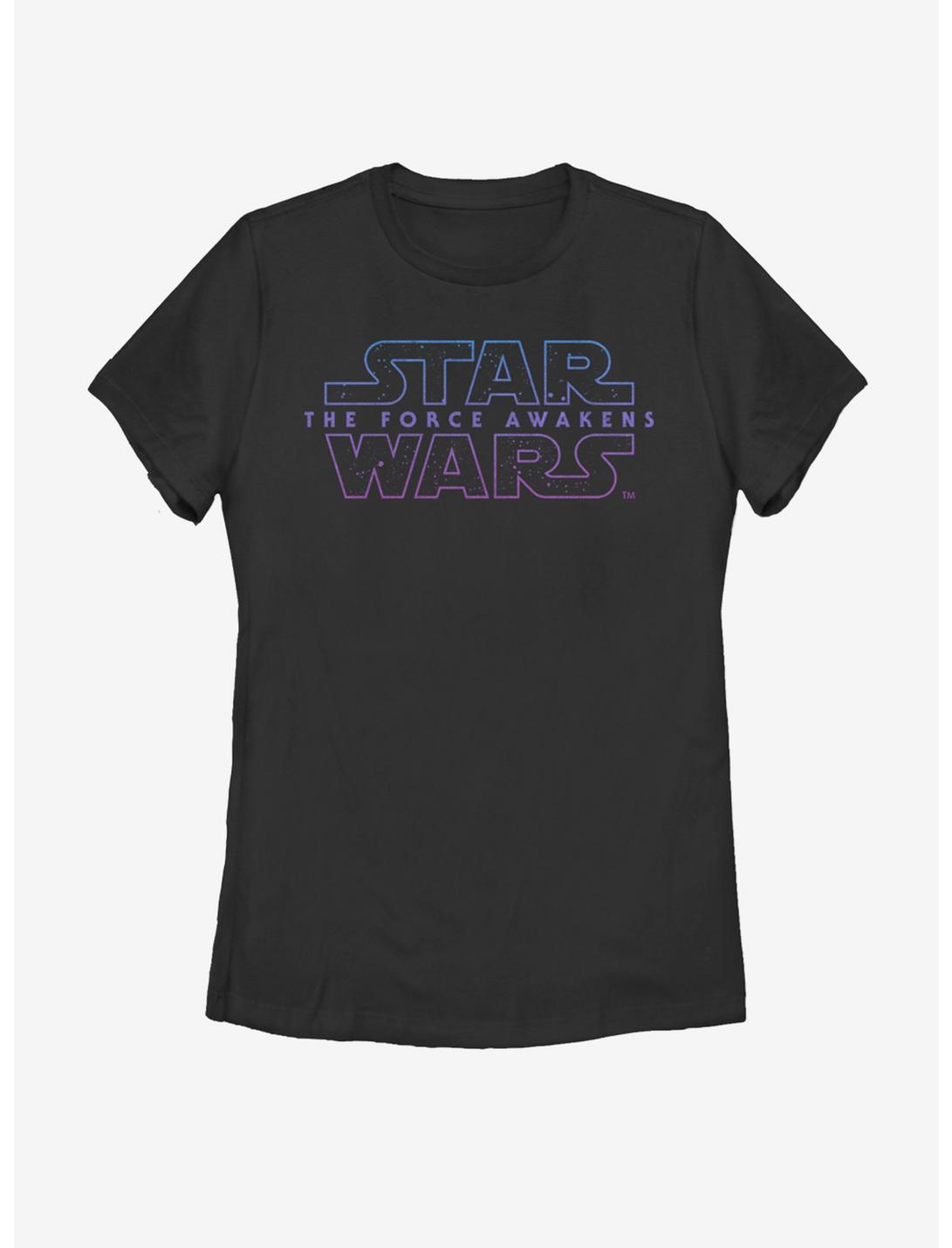 Star Wars The Force Awakens Starry Logo Womens T-Shirt, BLACK, hi-res