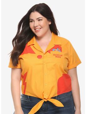 Disney Aladdin Genie Vacation Tie Front Woven Button-Up Top Plus Size, , hi-res