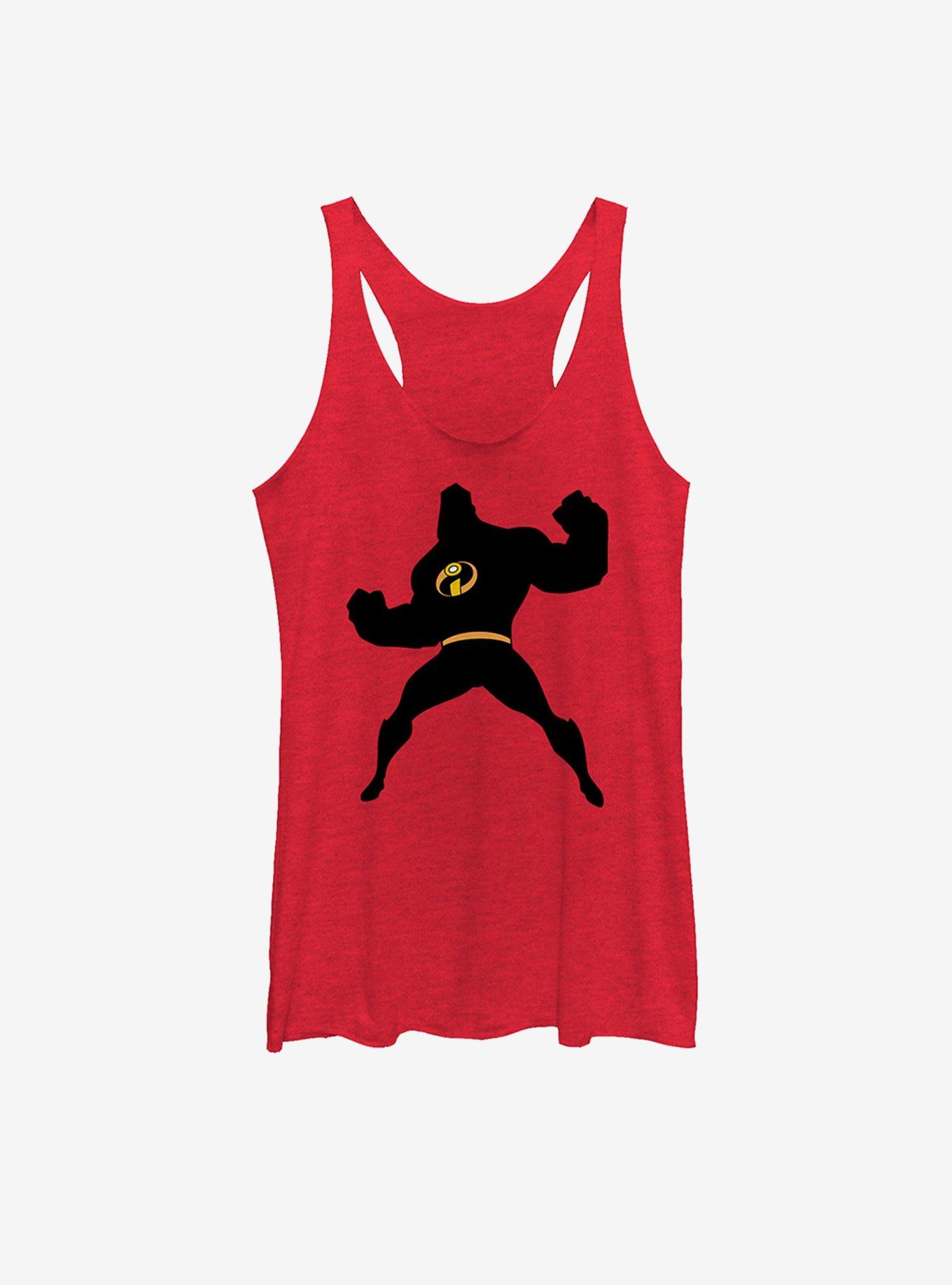 Disney Pixar Incredibles Mr. Incredible Silhouette Womens Tank, RED HTR, hi-res